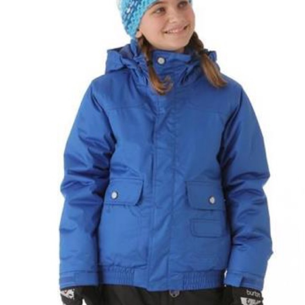 Burton Ski Girls Bomber Twist Snowboard Jacket Blue Hooded - Picture 9 of 9